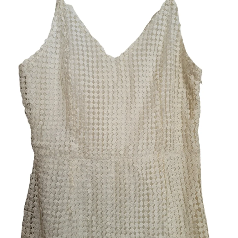 Soieblu Dress L Large Ivory Sleeveless Eyelet - Picture 3 of 9